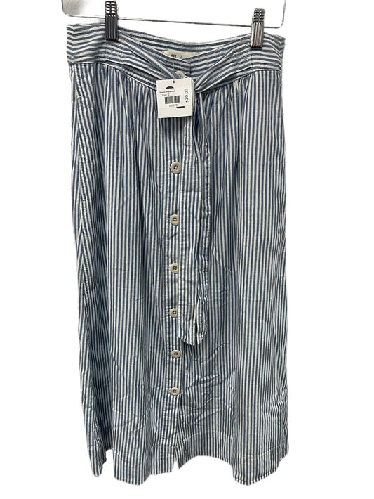 Madewell White & Blue Striped Button Down Midi Skirt - Size 0