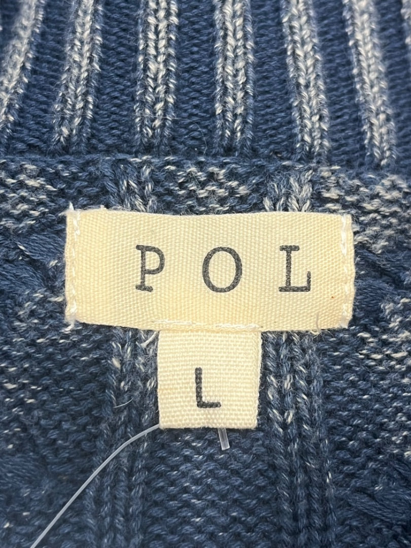 Pol Cable Knot Sweater with Floral Strip Detail - L