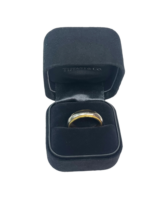 Tiffany&Co. 18K 6MM Milgrain Two Tone Gold Band Ring - 10