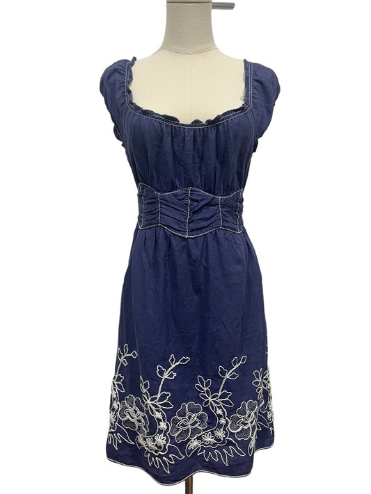 Max Studio Blue Embroidered Dress - S