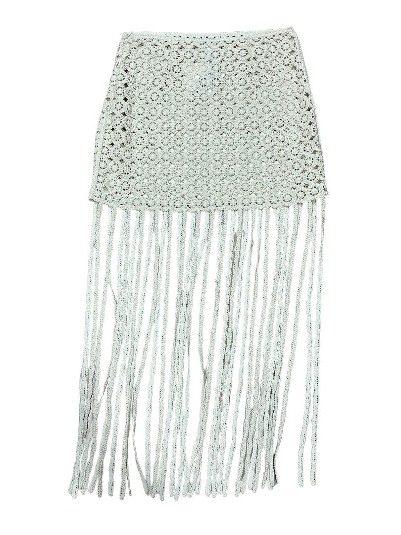 Zara Fringed Crochet Skirt - M
