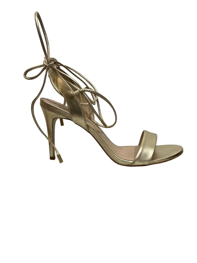 Aldo Gold Open Toe Lace Up Marylin Heels - 10