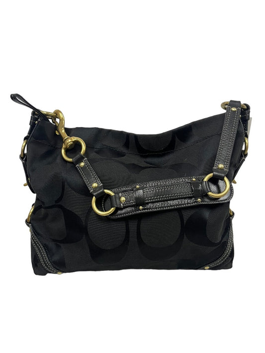 Ergo Pater Black Leather Silver Logo Signetuer Handbag V-Neck Top - OS - Queens Exchange Consignment Boutique