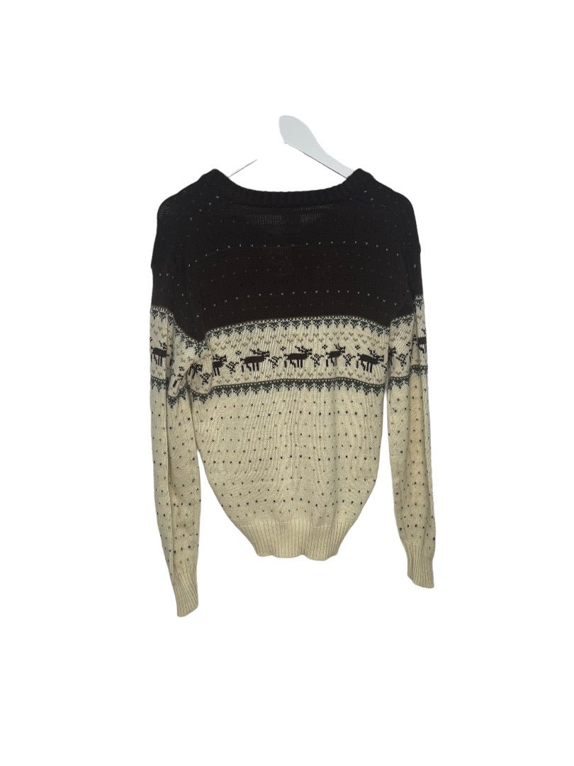 Kennington Vintage V-Neck Reindeer Sweater - Approximate Medium - Queens Exchange Consignment Boutique
