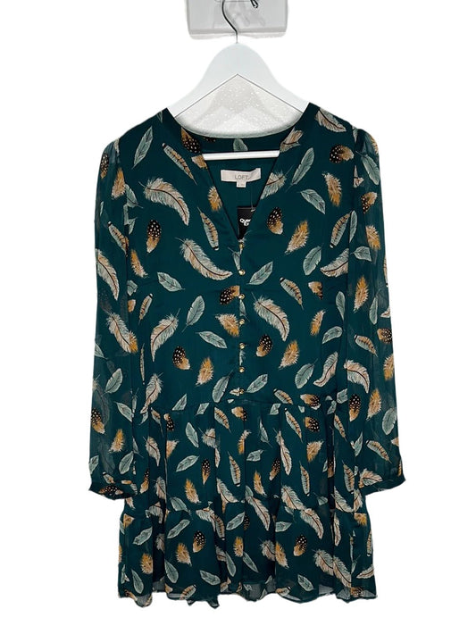 Loft Petite Feather Print Waist Shirt Dress - M - Queens Exchange Consignment Boutique