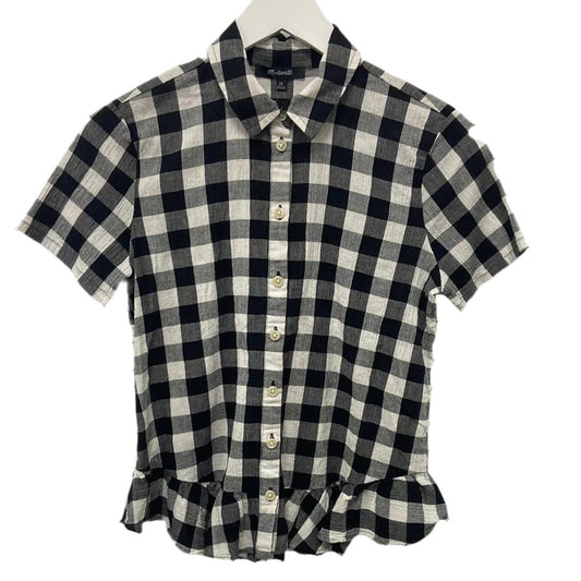 Madewell Gingham Short Sleeve Button Down-Size XS - Queens Exchange