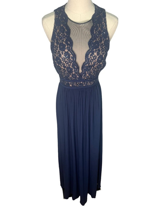 NightWay Lace and Sequin Bodice Formal Maxi Dress - 6 - Queens Exchange Consignment Boutique