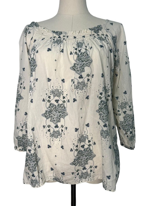 Patagonia Abstract Floral Print Peasant Top - M - Queens Exchange Consignment Boutique