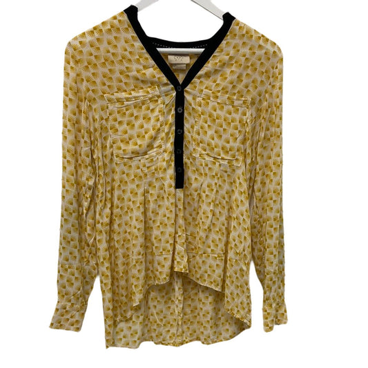 Vanessa & Virginia Yellow and White Long Sleeve Top- Size XS - Queens Exchange