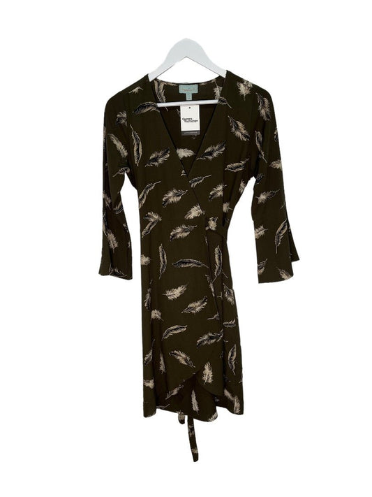 Veronica M. Feather Print Wrap Dress - XS - Queens Exchange Consignment Boutique