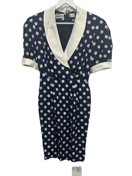 Vintage Nipon Boutique Polkadots Dress W/ Belt 100% Silk, 8 - Queens Exchange