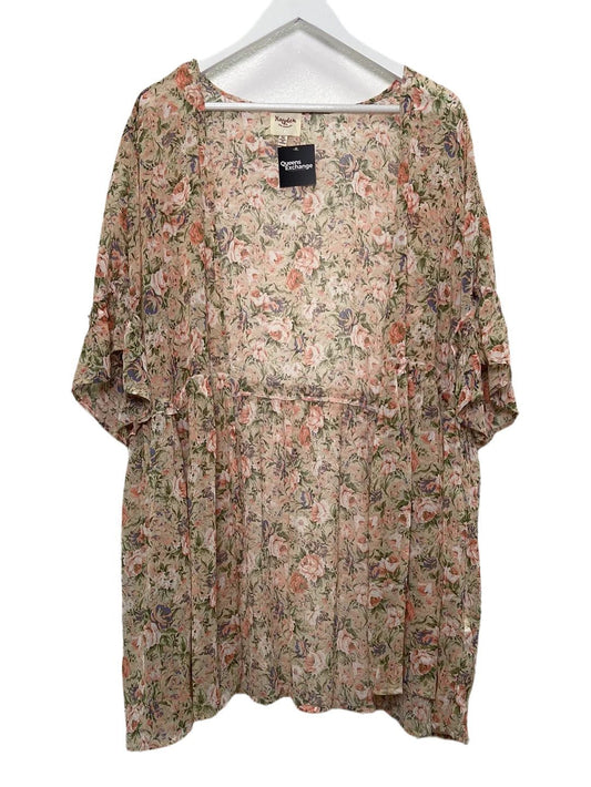 Hayden Antique Romantic Floral Ruffle Sleeve Open Front Kimono - 1XL - Queens Exchange Consignment Boutique